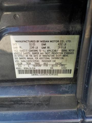 1N4AL11D35C329161 - 2005 NISSAN ALTIMA S GRAY photo 12