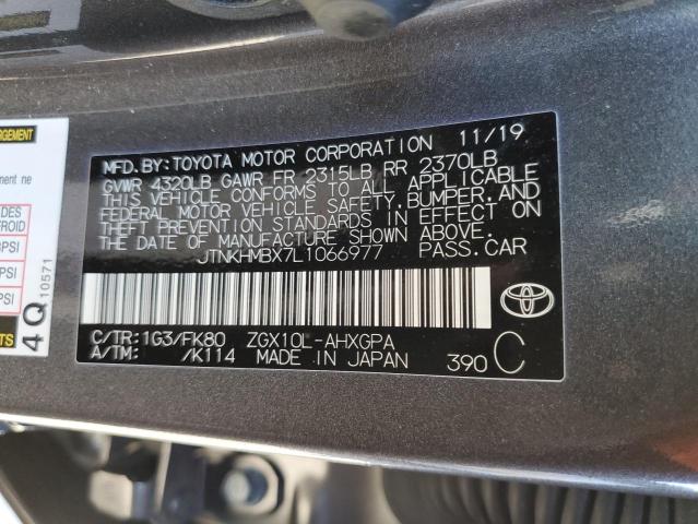 JTNKHMBX7L1066977 - 2020 TOYOTA C-HR XLE SILVER photo 12