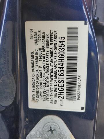 2HGES16544H603545 - 2004 HONDA CIVIC LX BLUE photo 12