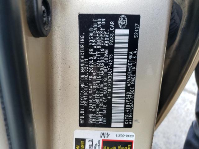 4T1BF3EK3BU714215 - 2011 TOYOTA CAMRY BASE GOLD photo 12