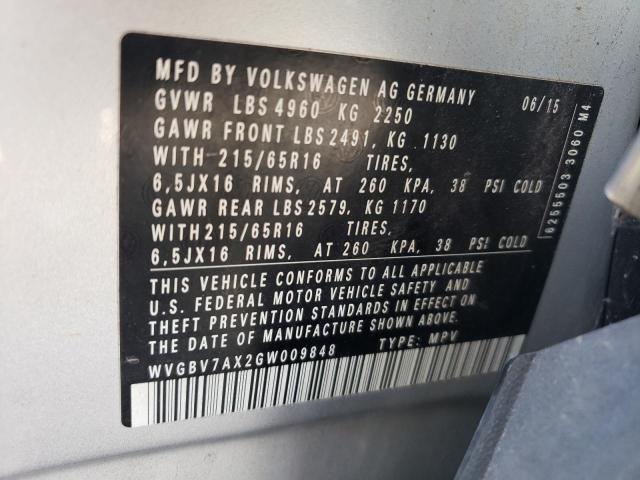 WVGBV7AX2GW009848 - 2016 VOLKSWAGEN TIGUAN S SILVER photo 12