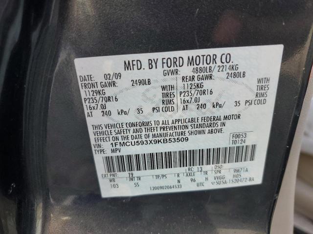 1FMCU593X9KB53509 - 2009 FORD ESCAPE HYBRID CHARCOAL photo 13