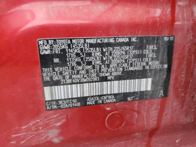 2T3BF4DV3BW092983 - 2011 TOYOTA RAV4 RED photo 14