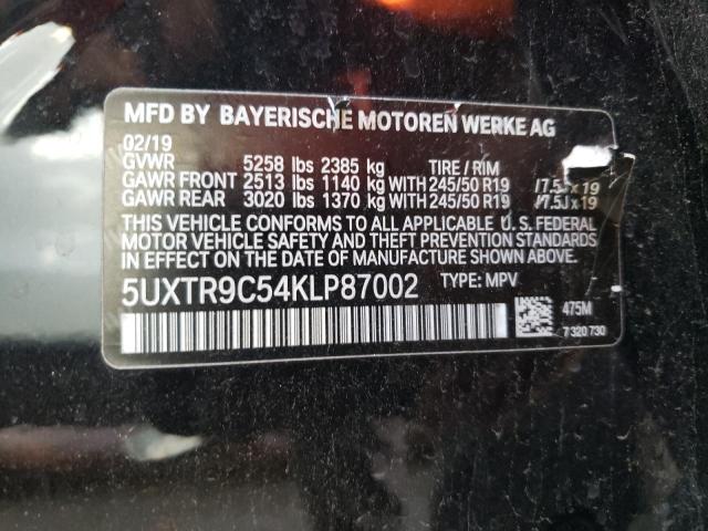 5UXTR9C54KLP87002 - 2019 BMW X3 XDRIVE30I BLACK photo 12