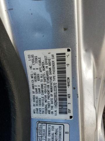 1HGEM22993L033472 - 2003 HONDA CIVIC EX SILVER photo 12