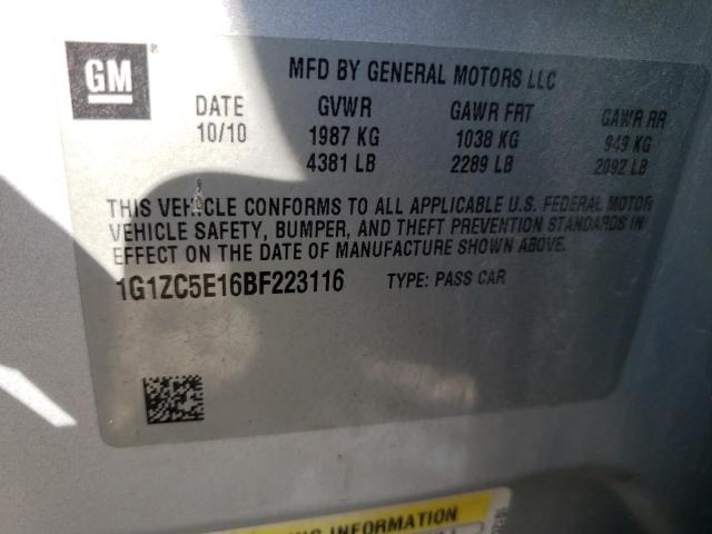 1G1ZC5E16BF223116 - 2011 CHEVROLET MALIBU 1LT Күміс фото 12