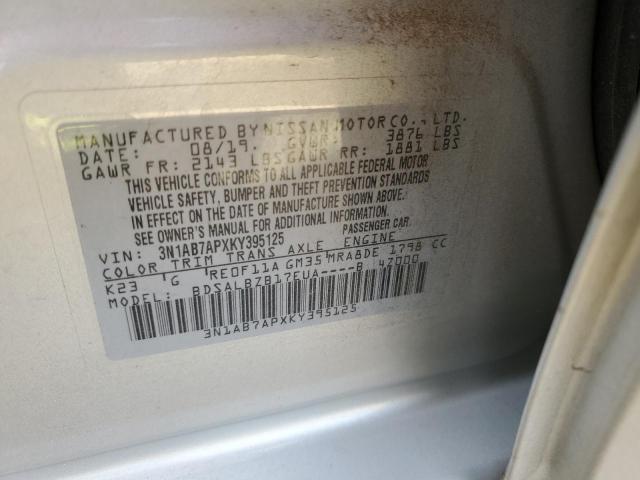 3N1AB7APXKY395125 - 2019 NISSAN SENTRA S SILVER photo 12