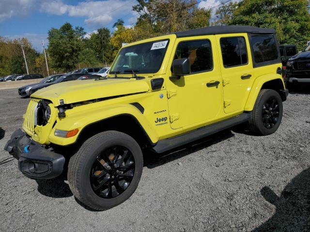 1C4JJXP65NW276098 - 2022 JEEP WRANGLER U SAHARA 4XE YELLOW photo 1