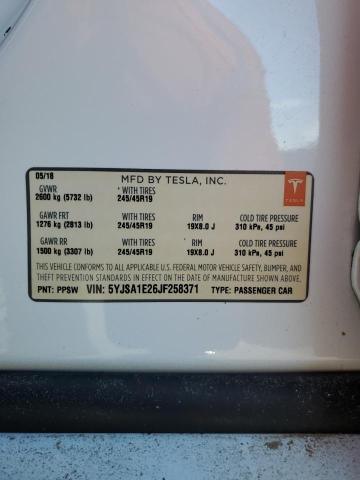 5YJSA1E26JF258371 - 2018 TESLA MODEL S WHITE photo 13