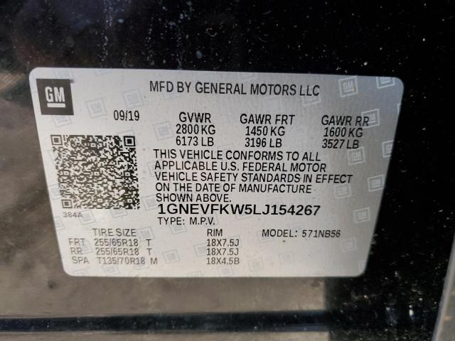 1GNEVFKW5LJ154267 - 2020 CHEVROLET TRAVERSE LS BLACK photo 14