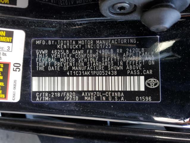 4T1C31AK1PU052438 - 2023 TOYOTA CAMRY LE BLACK photo 12