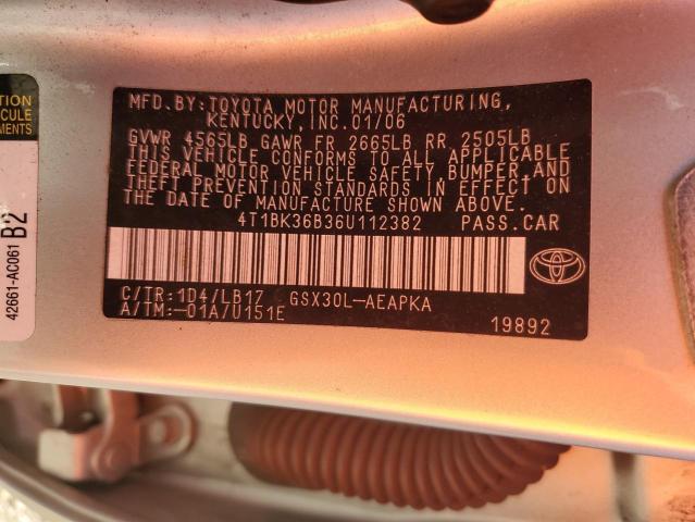 4T1BK36B36U112382 - 2006 TOYOTA AVALON XL SILVER photo 13