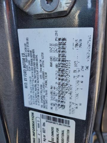 3FA6P0H77JR179104 - 2018 FORD FUSION SE GRAY photo 12