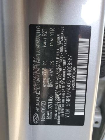 5NPLM4AG1MH008587 - 2021 HYUNDAI ELANTRA SEL SILVER photo 13