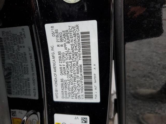 1HGCV1F50JA169584 - 2018 HONDA ACCORD EXL BLACK photo 12