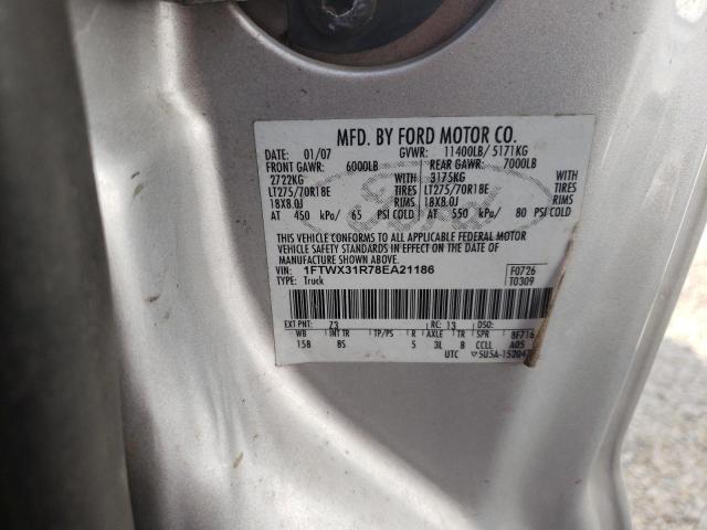 1FTWX31R78EA21186 - 2008 FORD F350 SRW SUPER DUTY SILVER photo 12