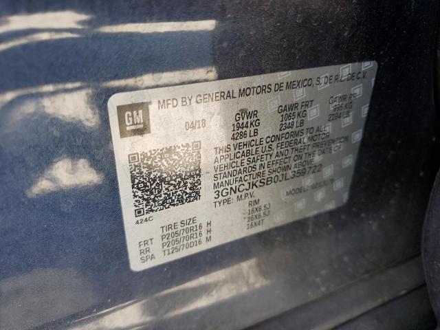 3GNCJKSB0JL359722 - 2018 CHEVROLET TRAX LS BLUE photo 13