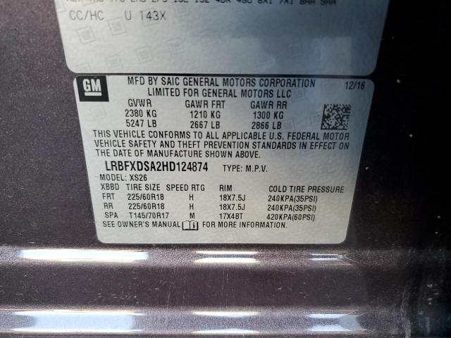 LRBFXDSA2HD124874 - 2017 BUICK ENVISION ESSENCE GRAY photo 13