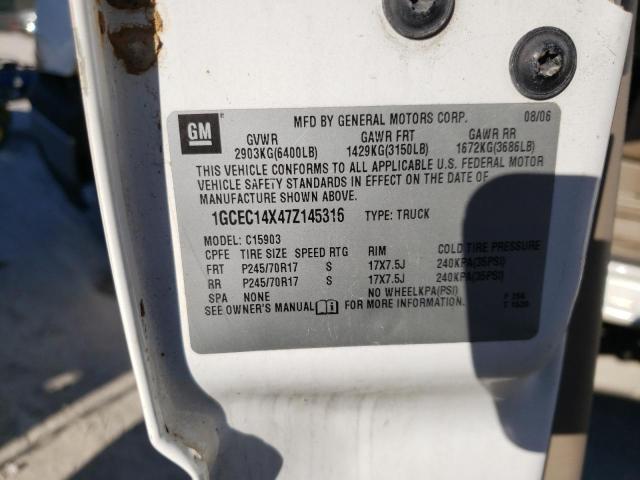 1GCEC14X47Z145316 - 2007 CHEVROLET SILVERADO C1500 CLASSIC WHITE photo 12