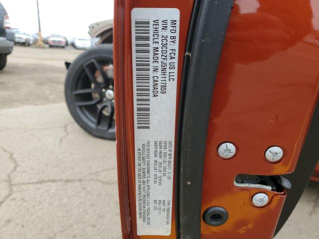 2C3CDZFJ5NH117859 - 2022 DODGE CHALLENGER R/T SCAT PACK ORANGE photo 12