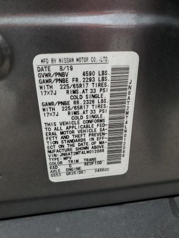 JN8AT2MT4LW012086 - 2020 NISSAN ROGUE S GRAY photo 13