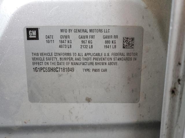 1G1PC5SH8C7181049 - 2012 CHEVROLET CRUZE LS SILVER photo 12