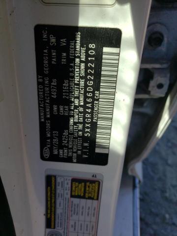 5XXGR4A66DG222108 - 2013 KIA OPTIMA SX WHITE photo 12