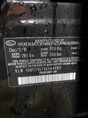 5NPD74LF4KH449109 - 2019 HYUNDAI ELANTRA SE BLACK photo 13