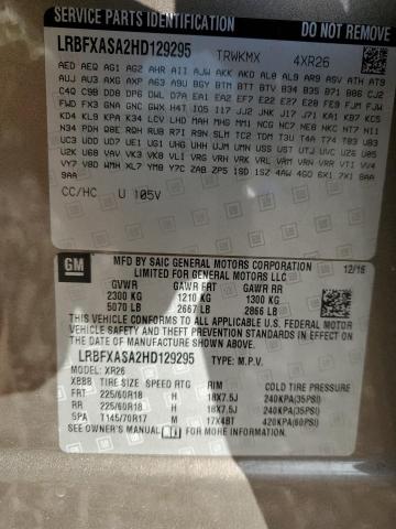 LRBFXASA2HD129295 - 2017 BUICK ENVISION PREFERRED TAN photo 13