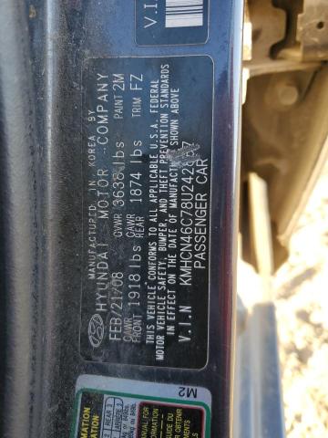 KMHCN46C78U242887 - 2008 HYUNDAI ACCENT GLS GRAY photo 12