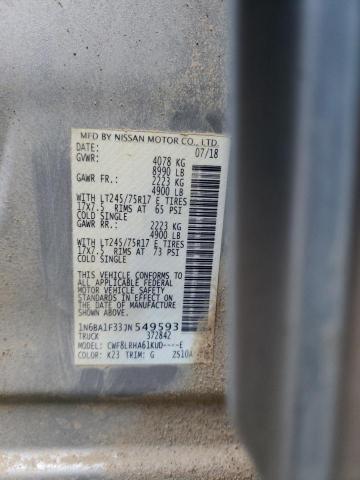 1N6BA1F33JN549593 - 2018 NISSAN TITAN XD S SILVER photo 12