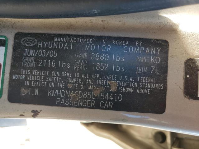 KMHDN46D85U154410 - 2005 HYUNDAI ELANTRA GLS GOLD photo 12