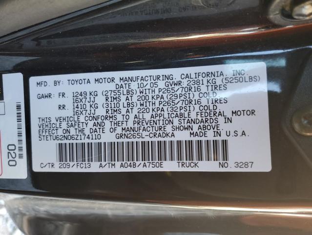 5TETU62N06Z174110 - 2006 TOYOTA TACOMA PRERUNNER ACCESS CAB BLACK photo 12