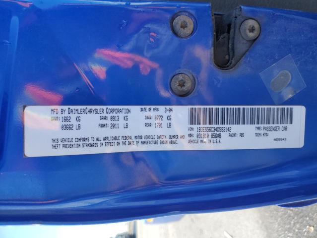 1B3ES56C34D593142 - 2004 DODGE NEON SXT BLUE photo 13