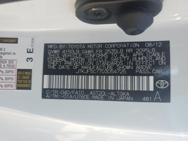 JTKJF5C77D3054725 - 2013 TOYOTA SCION TC 白色 照片 12