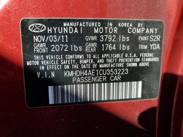 KMHDH4AE1CU353223 - 2012 HYUNDAI ELANTRA GLS ORANGE photo 13