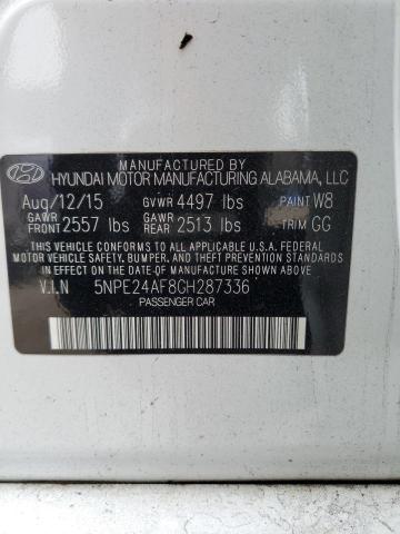 5NPE24AF8GH287336 - 2016 HYUNDAI SONATA SE WHITE photo 12