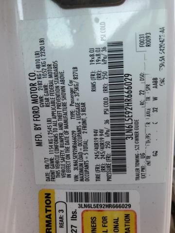 3LN6L5E92HR666029 - 2017 LINCOLN MKZ RESERVE თეთრი ფოტო 12