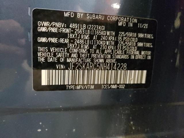 JF2SKARC5NH414228 - 2022 SUBARU FORESTER TOURING 蓝色 照片 12