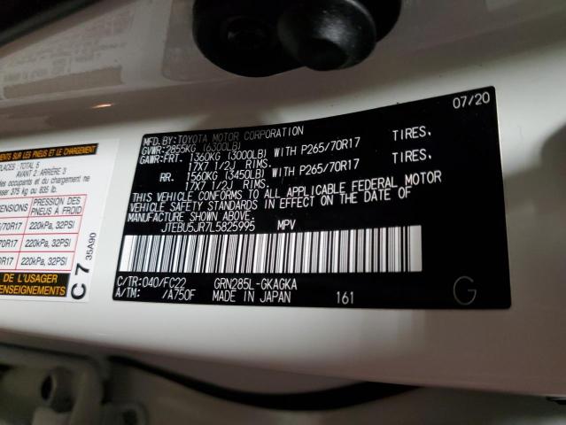 JTEBU5JR7L5825995 - 2020 TOYOTA 4RUNNER SR5/SR5 PREMIUM 白色 照片 13
