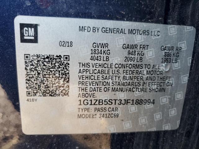 1G1ZB5ST3JF188994 - 2018 CHEVROLET MALIBU LS CHARCOAL photo 12