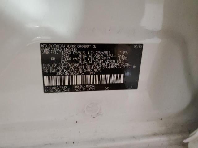 JTMZF4DV4B5034757 - 2011 TOYOTA RAV4 WHITE photo 12