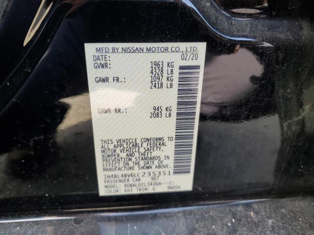 1N4BL4BV6LC235351 - 2020 NISSAN ALTIMA S BLACK photo 12