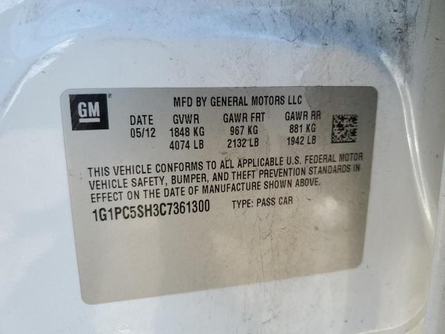 1G1PC5SH3C7361300 - 2012 CHEVROLET CRUZE LS WHITE photo 13