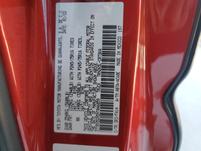 3TYRX5GN5NT046059 - 2022 TOYOTA TACOMA ACCESS CAB წითელი ფოტო 12