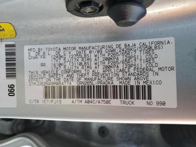 3TMJU62N49M084774 - 2009 TOYOTA TACOMA DOUBLE CAB PRERUNNER SILVER photo 12