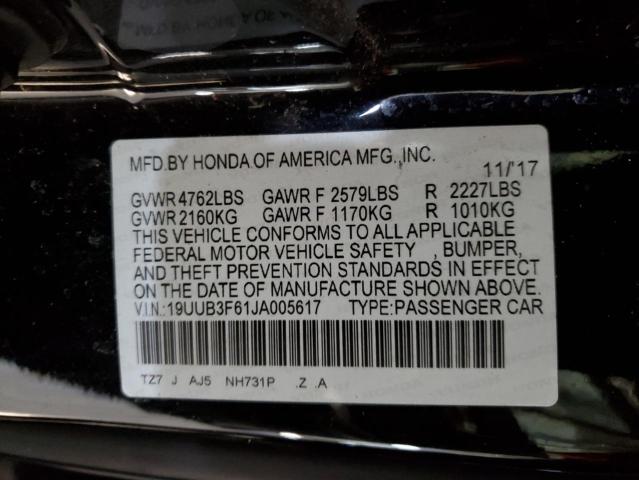 19UUB3F61JA005617 - 2018 ACURA TLX TECH+A Черный фото 12