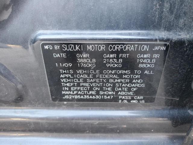 JS2YB5A35A6301547 - 2010 SUZUKI SX4 GRAY photo 12
