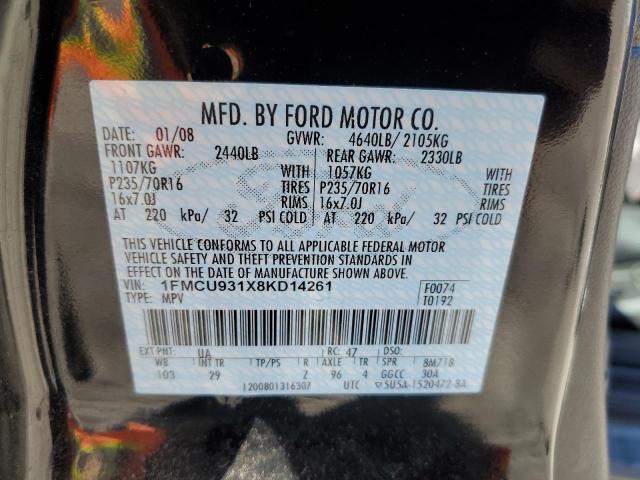 1FMCU931X8KD14261 - 2008 FORD ESCAPE XLT BLACK photo 12