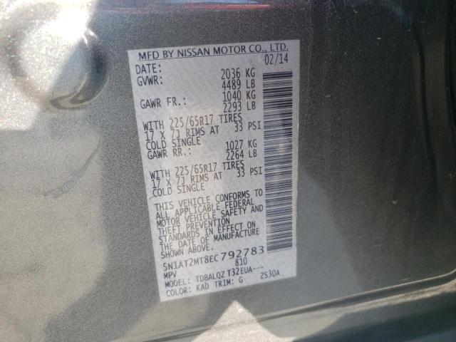 5N1AT2MT8EC792783 - 2014 NISSAN ROGUE S GRAY photo 13